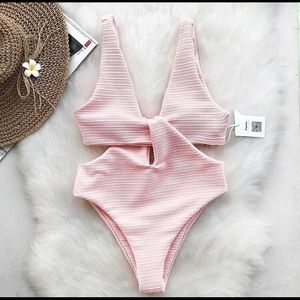 SHINE FOR U SOLID ONE-PIECE SWIMSUIT